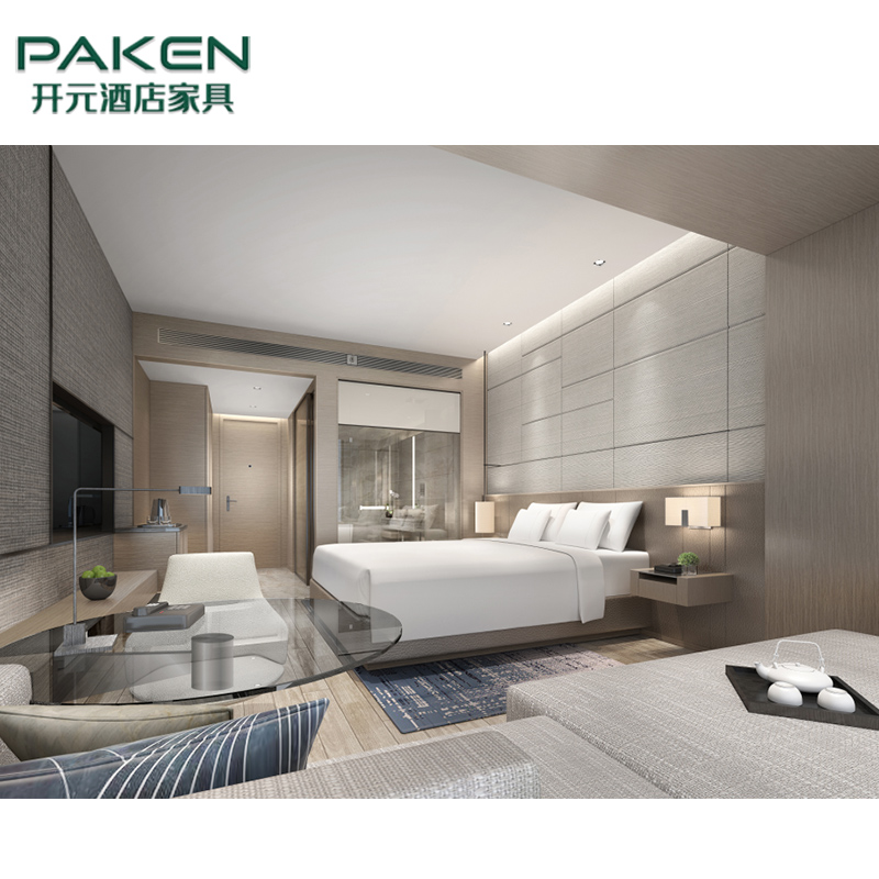 Modern Design Hotel Room Furniture Set King Size Bed Wooden Headboard Panel Bedroom Sets 5 Star Hotel Furniture