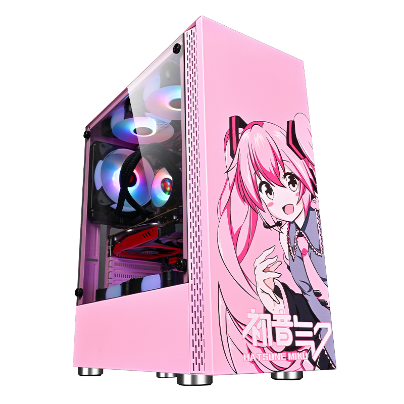 2022 ATX Mid-Tower аниме шасси игровой боковой Прозрачный чехол для ПК RGB Фанаты и USB3.0 игровой милый чехол на заказ
