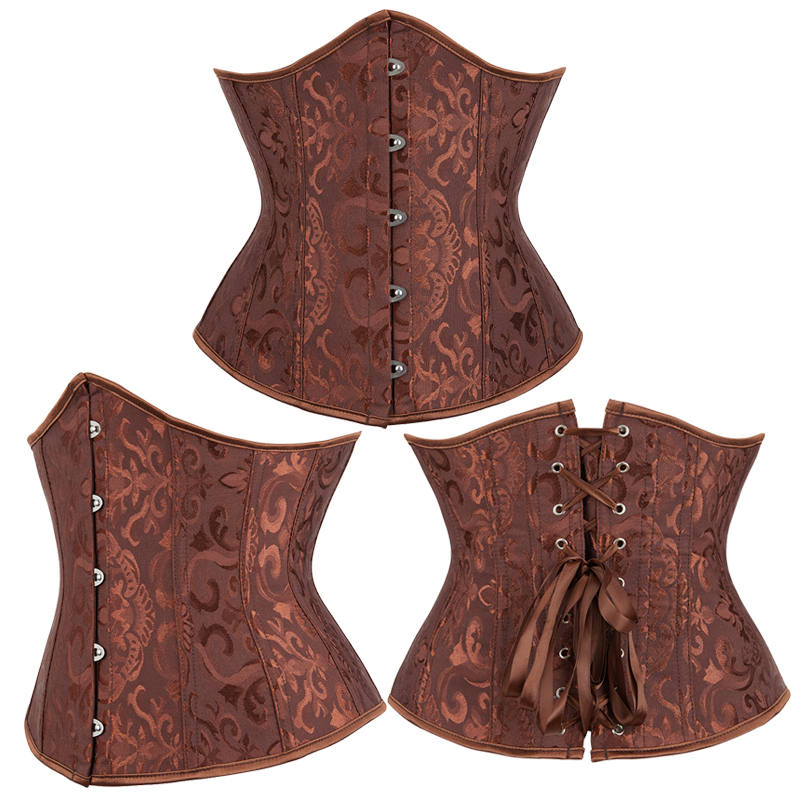 14 plastic Bones Plus Size Waist Cincher Bustiers Top Workout Shape Body Belt Sexy Gothic Underbust Jacquard Corset