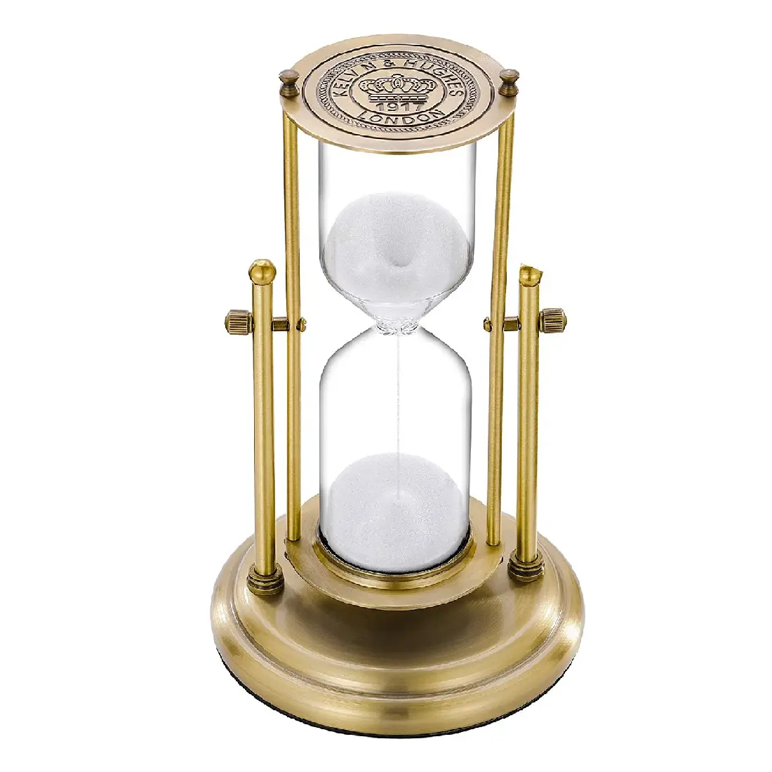 Hourglass Sand Timer Rotating Brass Sand Clock 60 Minutes 30 Minutes Vintage White Sand Watches Metal Unique Hour Glass