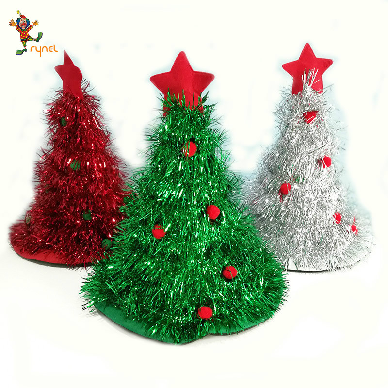 2021 New Design Holiday Party supplies Christmas Tree Hats Decorations Green red gold Straw Hat Party Costume PropsPGH2540