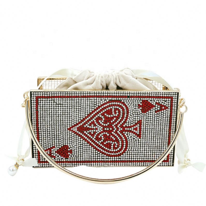 2021 A Trumps Card Diamond Purses Evening Bag Ladies Party Wedding Rhinestone Clutch Handbag For Women
