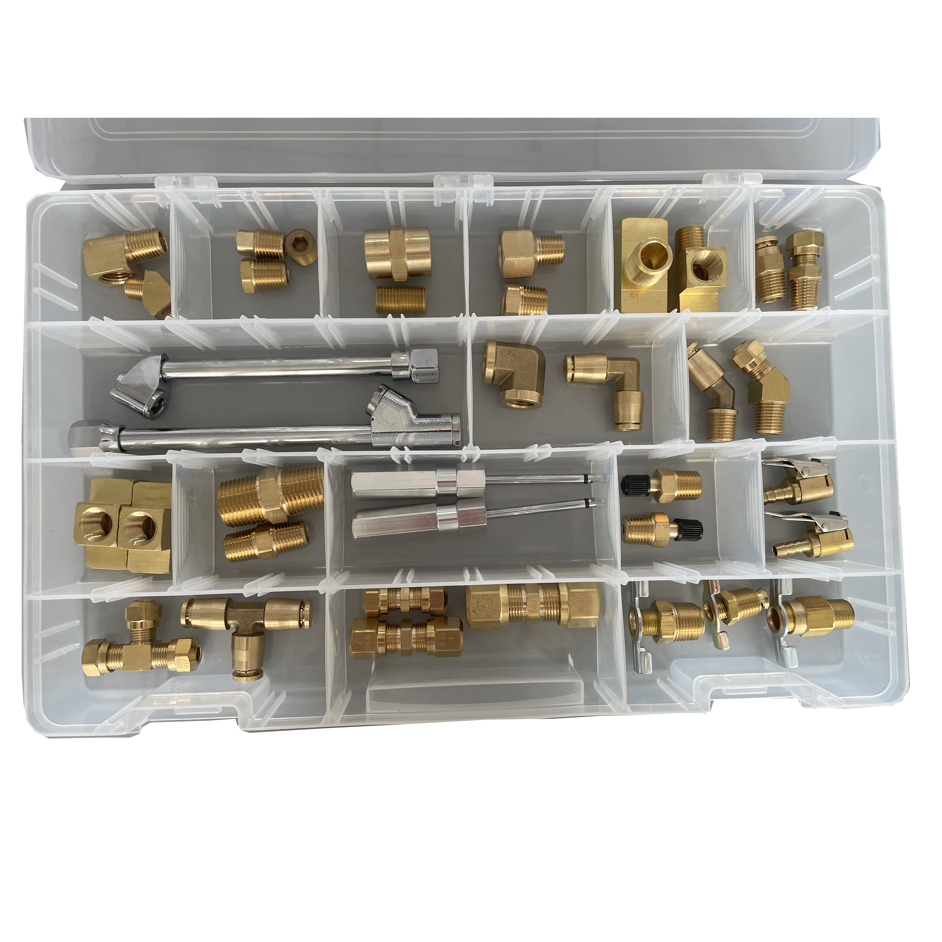 Assortment Kit includes street elbow plugs nipple coupling adaptor branch tee street tee male connector air chuck unions