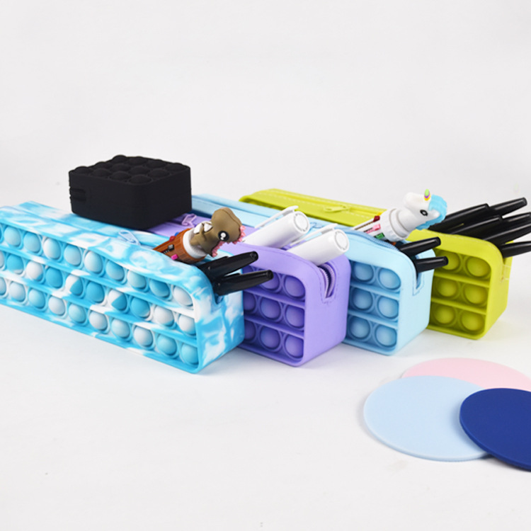 New Arrival Silicone Purse Storage Stationery Silicone Popper Pop It Pencil Case Customized Bubble Fidget Toy Pencil Bag