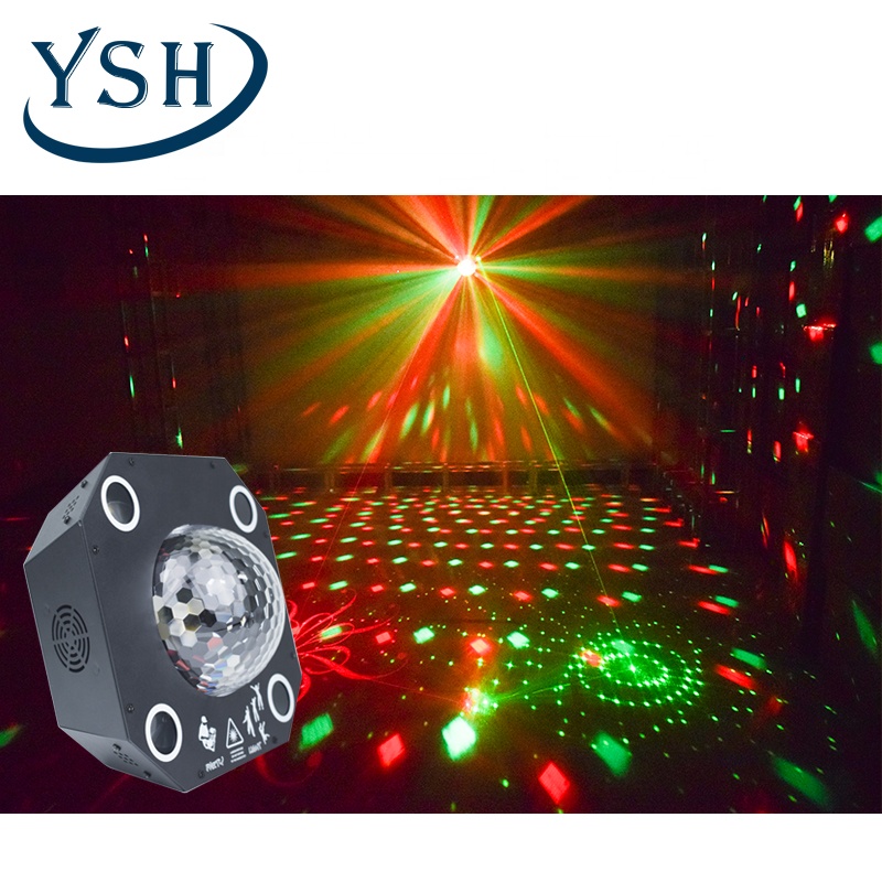 Лазерное освещение YSH для дискотеки, RGB декоративный проектор для сцены, светодиодный волшебный шар, лазерное праздничное освещение Dmx, дистанционное управление для KTV, свадьбы
