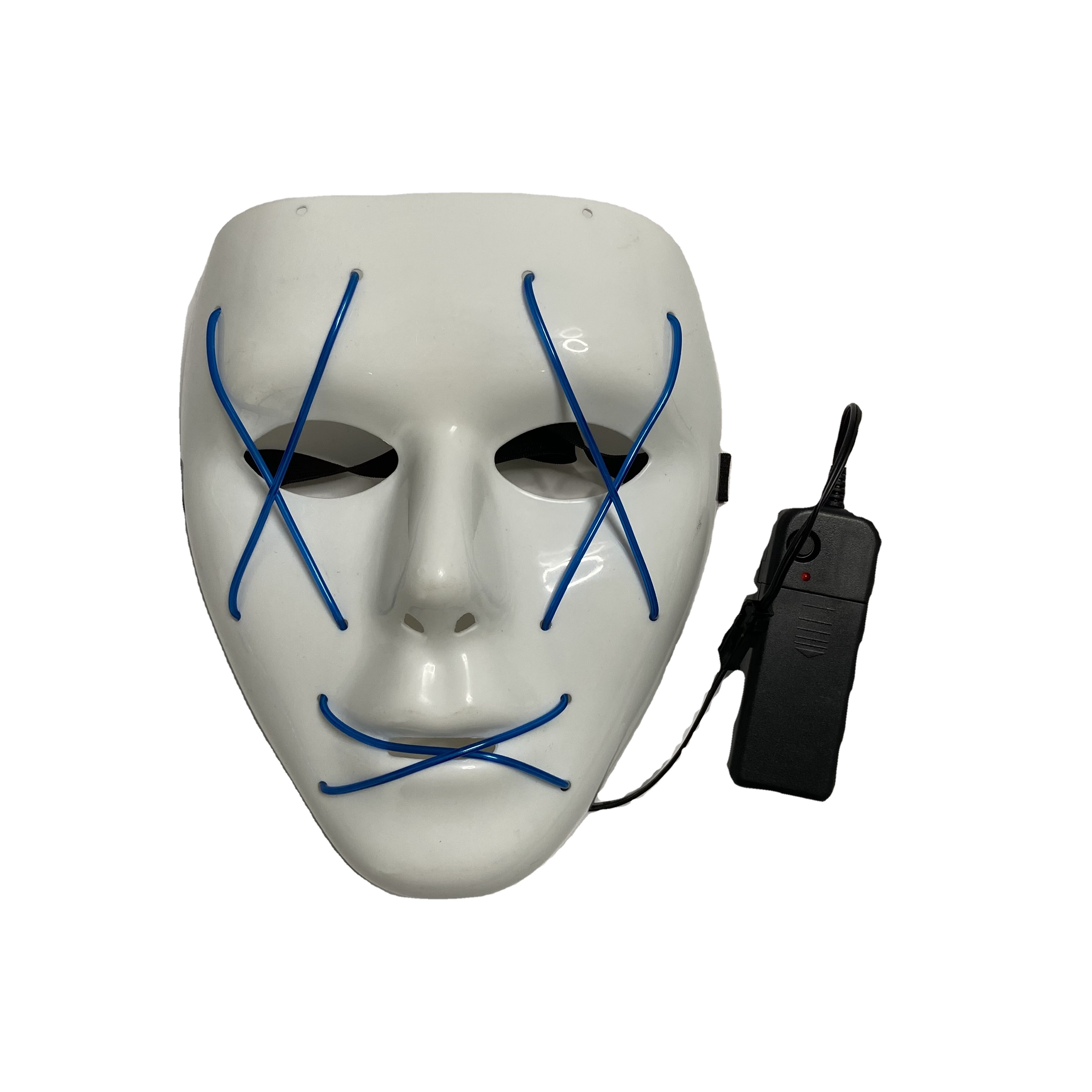 Hot Sale Carnival Masquerade Costume Supplies Glitter Led Halloween Masks Face Wear Decorations White El Light Up Party Mask