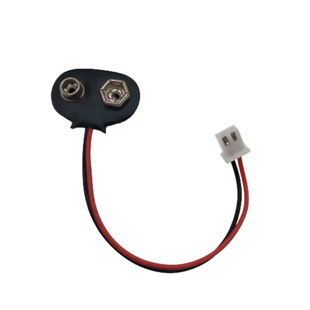 9V PVC Hard Top Type Battery Snap with 2 Pins Connector to jst xh 2.54mm pitch cable harness