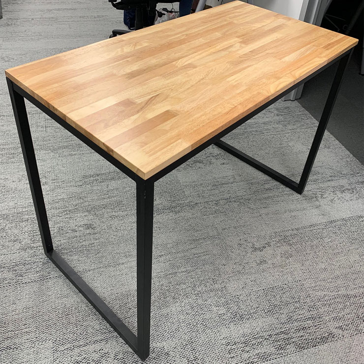 Custom-made office desk solid wood top metal leg loft office table