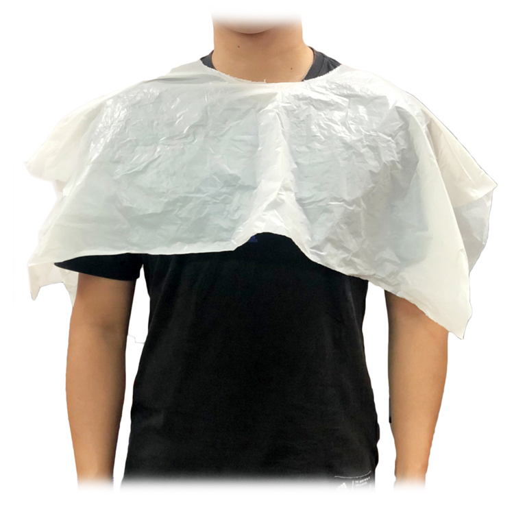 Waterproof White Shoulder Plastic Disposable Pe Hairdressing Cape