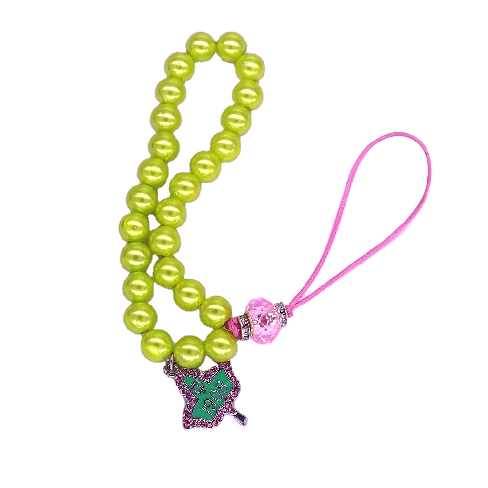 Pink Green 1908 Maple IVY Pearl Chain Short Cell Phone Lanyard Mobile Phone Wrist Straps