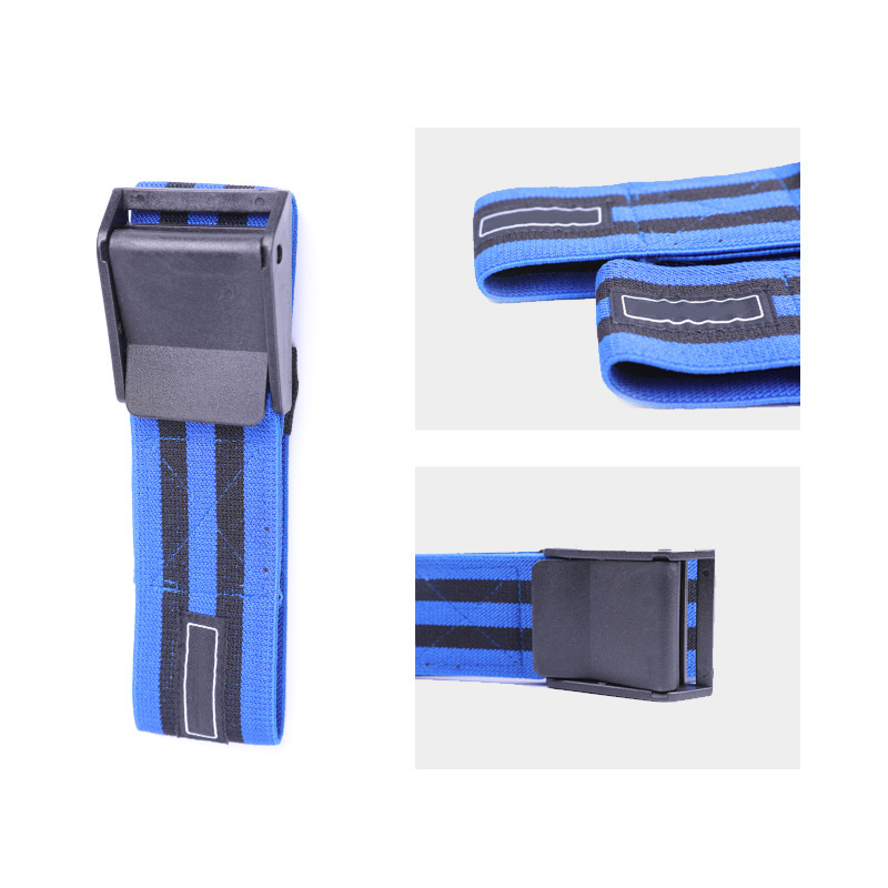 Restricted fitness training with arm straps to tie thigh muscle blood flow occlusion resistance elastic band
