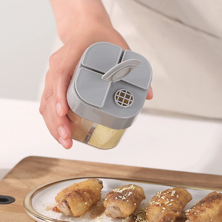 4 Grids Seasoning Box Kitchen Storage Gadgets Organizer Transparent Pepper Spice Shaker Salt Seasoning Jar Condiment Bottle Case