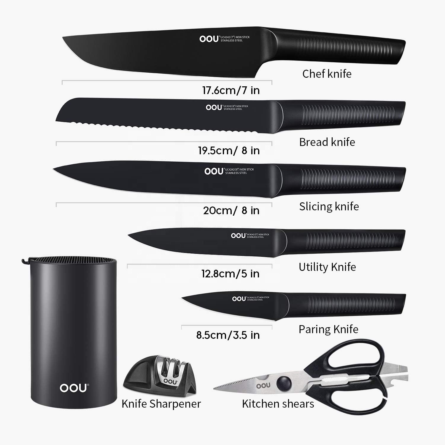 OOU BO окислительная технология патент Black Shark серии 8 шт. роскошный набор кухонных ножей
