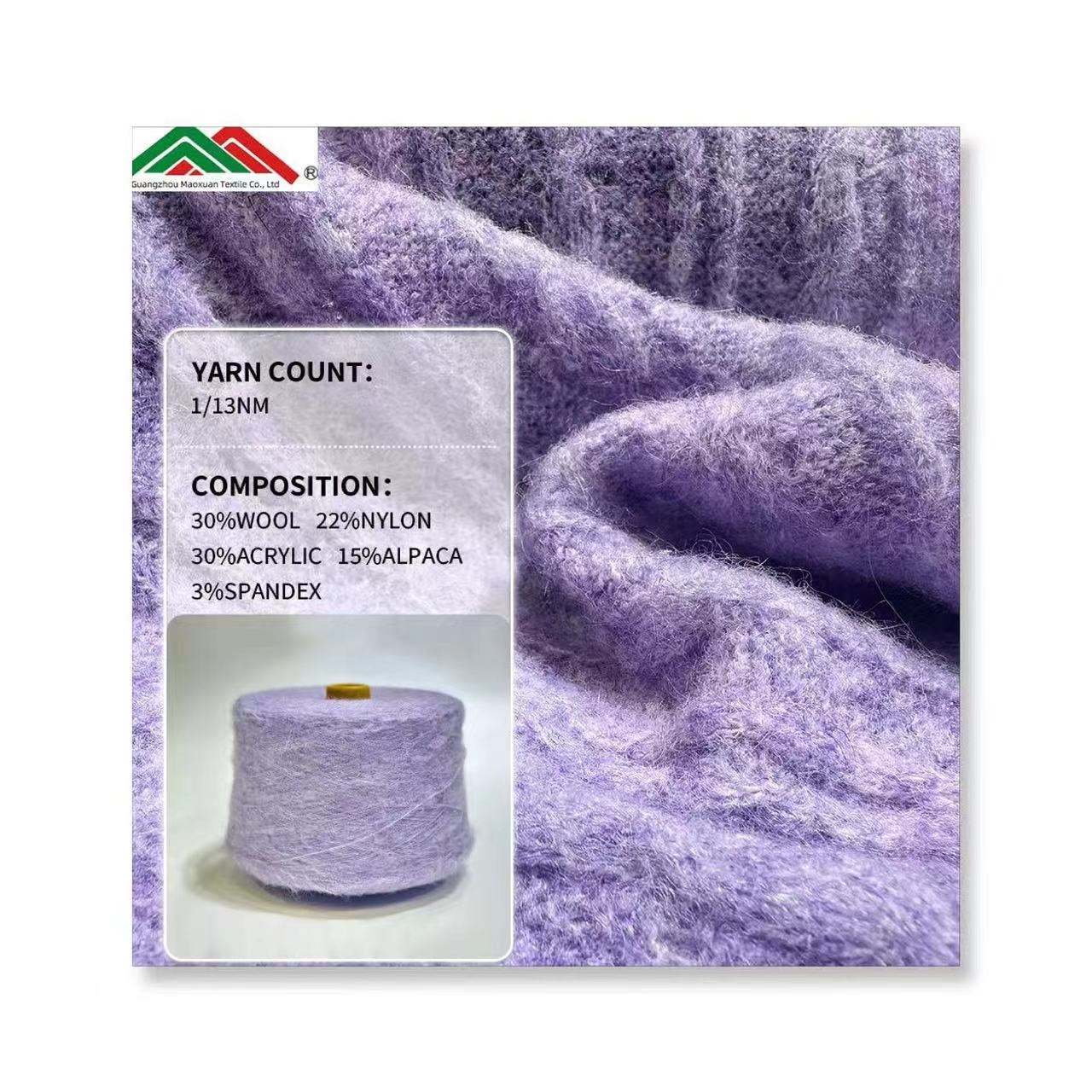 100% Mohair with Wool Alpaca Acrylic Nylon Spandex Premium Brush Blend Yarn