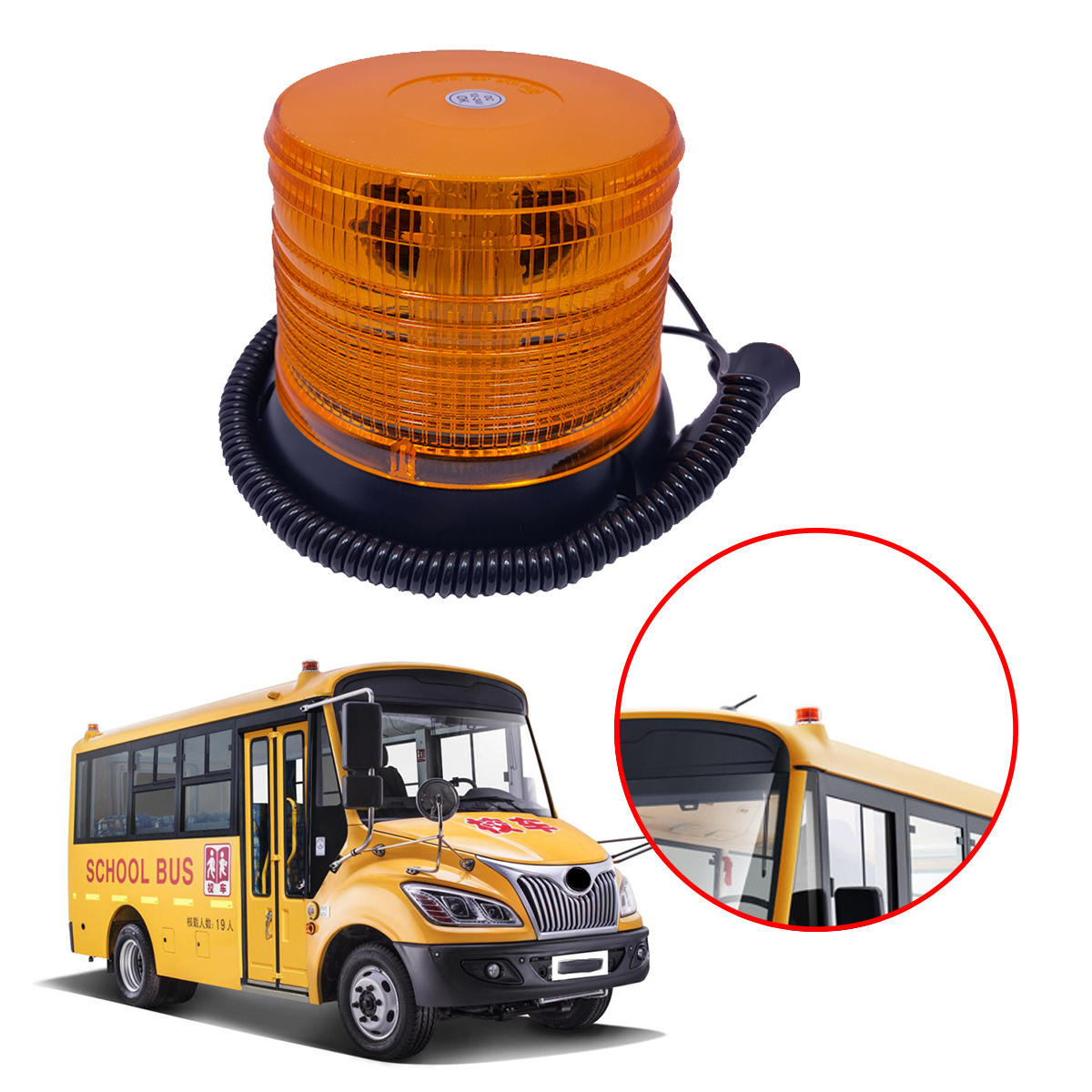 Rotating 12V 24V Led Flashing Beacon Warning Light Car Truck School Bus Forklift Industry Agriculture Traffic Diversion Magnetic