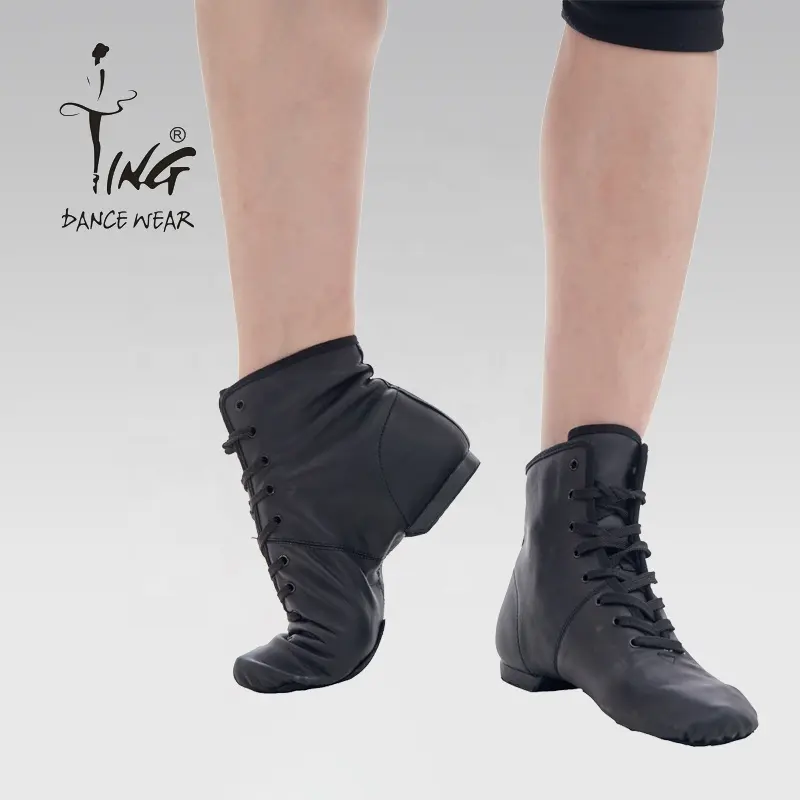 Adult Soft Leather Jazz Dancing Shoes Jazz Boots Men Black 50 Pairs any Port Cotton Fabric Customization Ready to Ship CN JIA