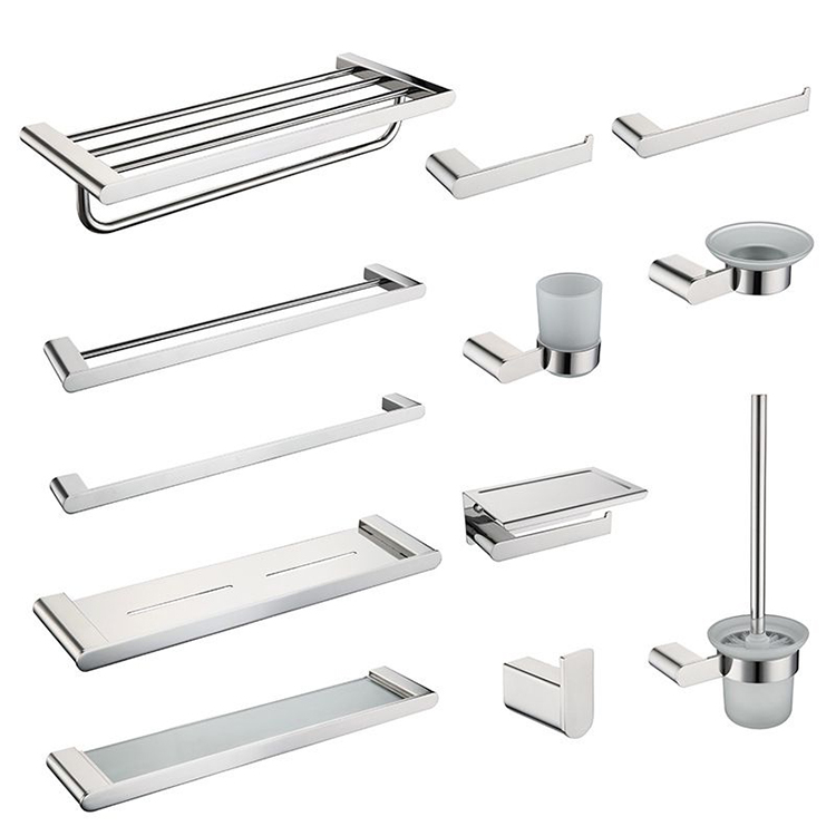 Quality Manufacturer Custom Logo Packaging Sus304 Stainless Steel Fashion Bath Accessories Hardware Bathroom Accessories Sets