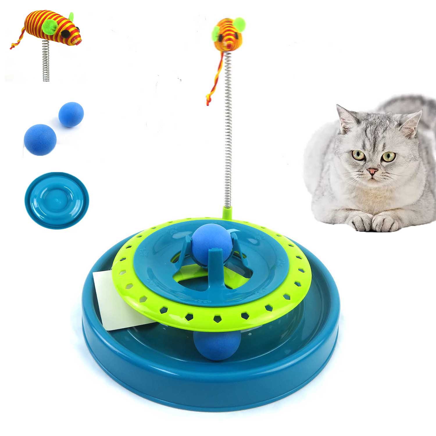 Wholesale Cats Pet Toys cat turntable Disk Ball Tower Tracks Plastic Interactive Ball Cat Tower Toys