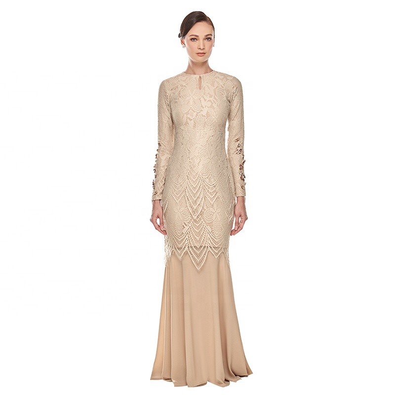 Модный дизайн, кружева Baju Kurung, оптовая продажа, синие плиссированные недорогие платья в турецком стиле для женщин, мусульманский Дубай в Малайзии, современный