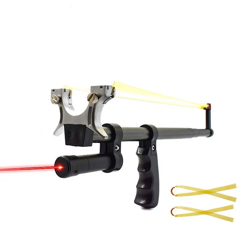 Straight Rod High Precision Telescopic High Power Red Laser Flat Rubber Band Stainless Steel Outdoor Hunting Slingshot