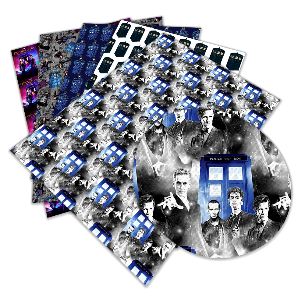 Magic Dr who TV синтетические виниловые тканевые листы с принтом из искусственной кожи для украшения банта для волос