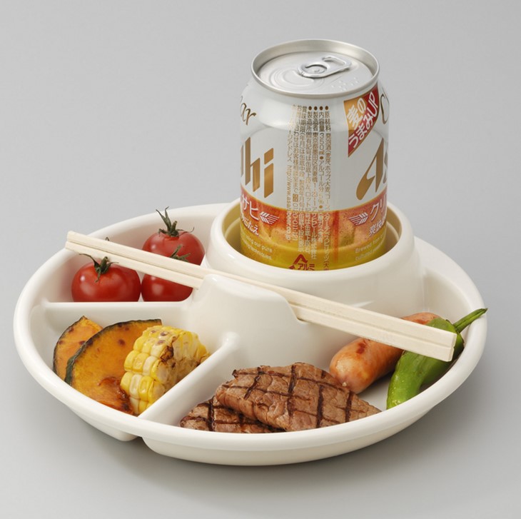 Creative portable round shaped picnic barbecue 4 compartment plastic divided plate