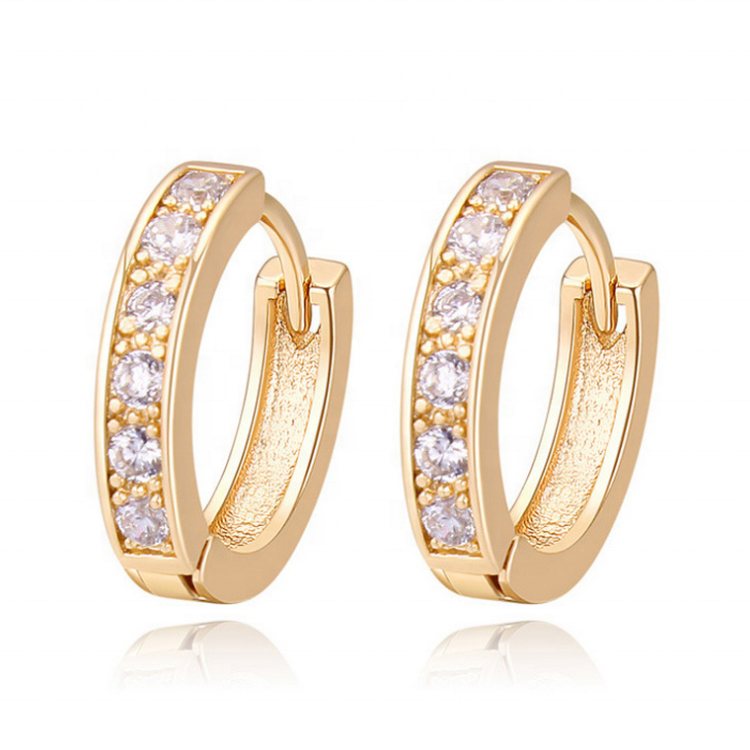 Bincho Fashion 18K Gold Plated Copper AAA Micro Insert Zircon Round Geometric Gold Silver Rose Gold Stud Earrings For Couple
