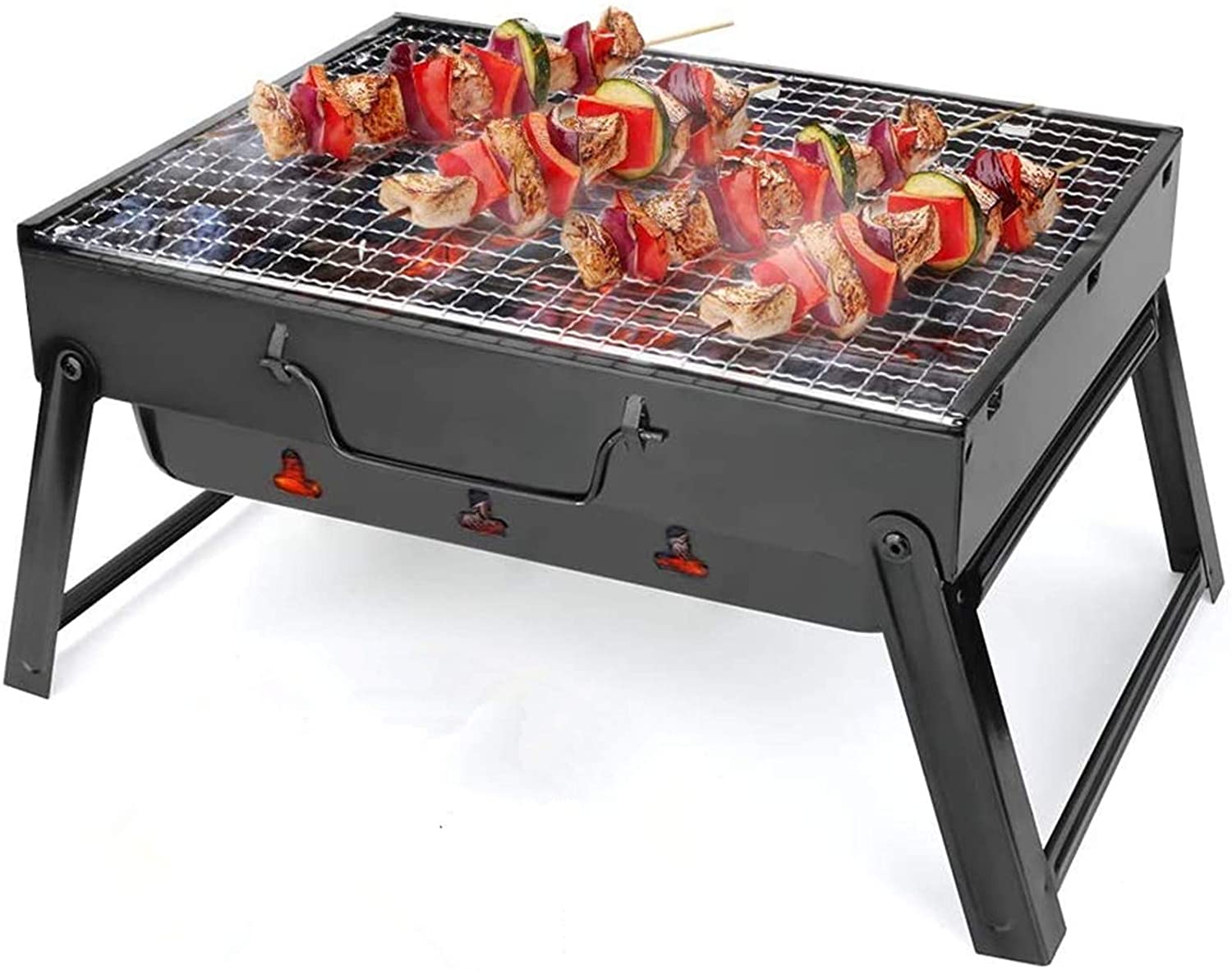 Portable BBQ Stainless Steel Outdoor Charcoal Barbecue Grill Foldable Patio Grill Barbecue Smoker