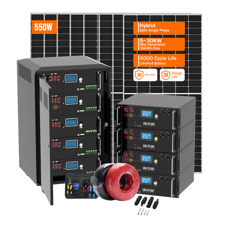 Hybrid Solar Energy Power System 5KW 10KW 20KW 30KW Solar Panels With Battery and Inverter Complete Kit