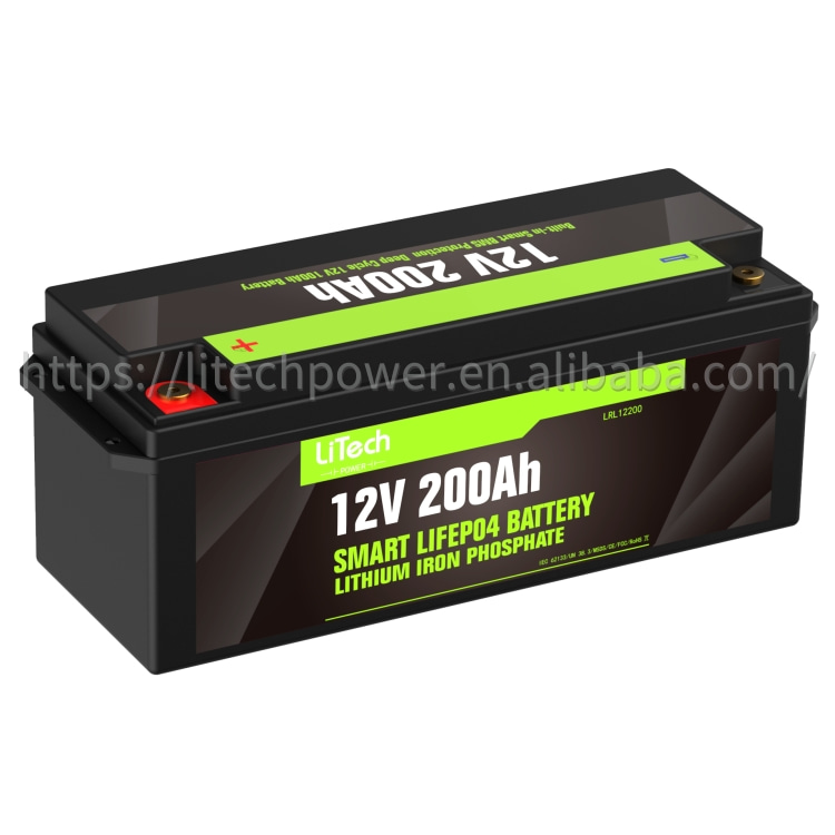 LiTech 12v 200ah lifepo4 аккумулятор для хранения энергии smart bms построен