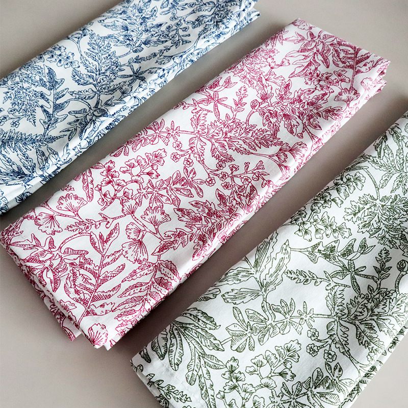 Stocks Hot Sale Cotton printed square napkin cloth household table tea towel kitchen napkins wholesale support customize logo
