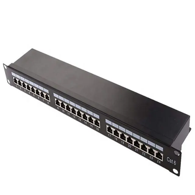 1U 19inch 24 Port Cat6 STP FTP Network Cabling Metal Housing Shielded Patch Panel