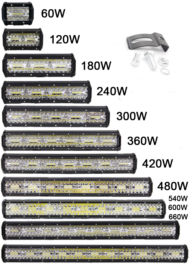 Для бездорожья световая 60W 120W 180W 240W 300W 360W 420W 480W 540W 600W 660 Вт светодиодные панели