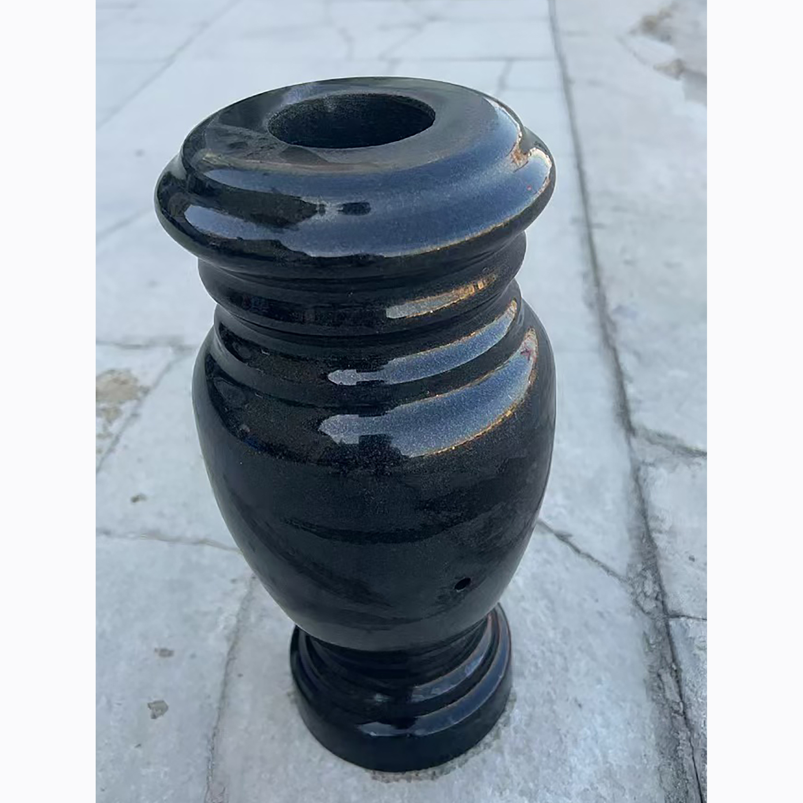 Wholesale Natural Stone Vase Funeral Accessories Black Granite Vase Design Granite Vase for Cemetery