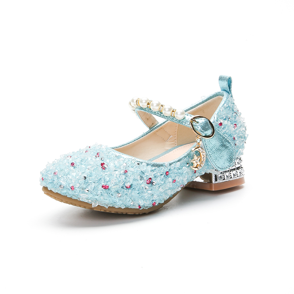 Frozen princess Girls crystal shoes Pearl Cartoon Dancing Shoes