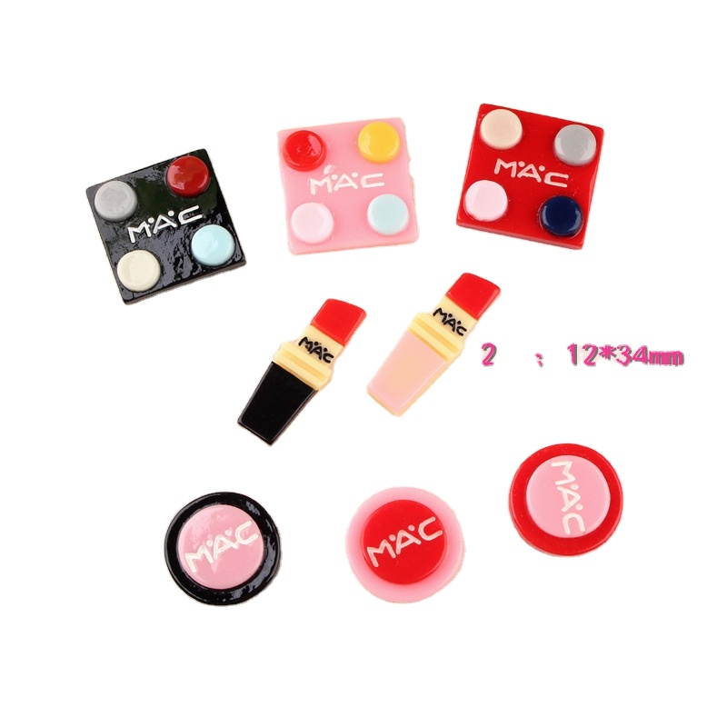 Lovely Cosmetics Flatback Resin Planar Flat Back Assorted Lipstick Mirror Brush Makeup Embellishments Cabochon DIY Craft