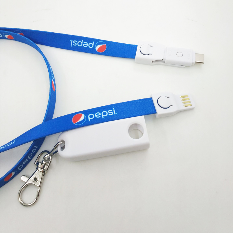 Подгоняйте подарок шнур шейный ремень линейка 3 в 1 Android Ios Micro Type C Usb кабель для зарядки