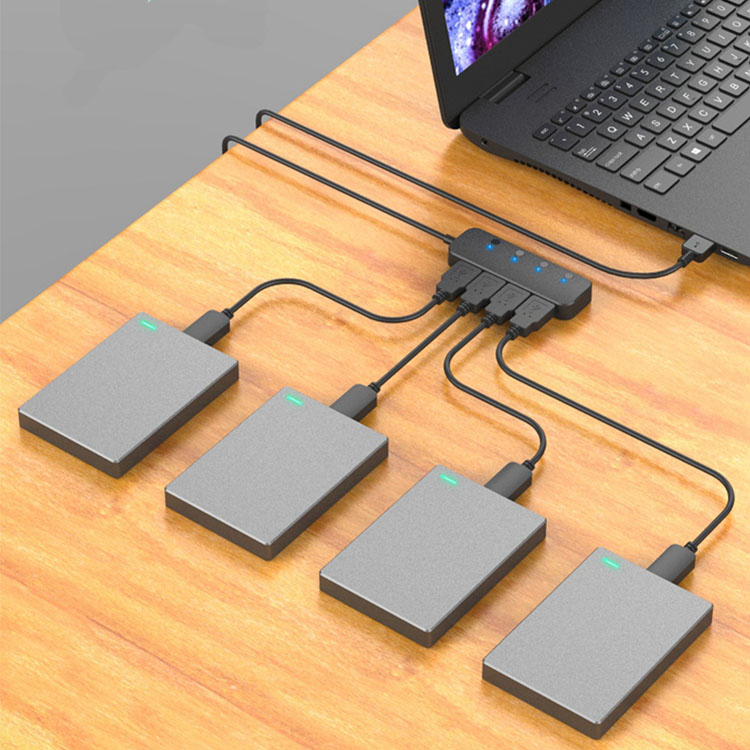 Оптовая продажа 4 порта USB концентратор АБС-пластик высокая скорость передачи данных независимый переключатель 4 порта usb Hub
