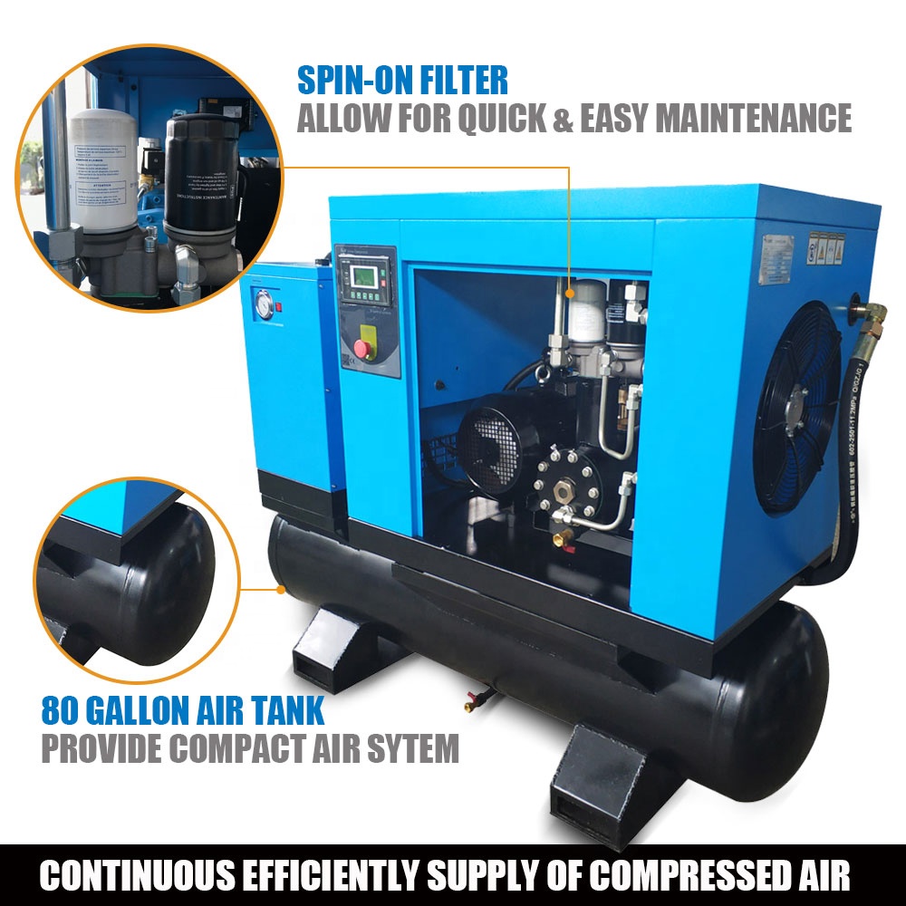 Совершенно новый 10hp 7.5kW винтовой компрессор для текстильной промышленности с воздушным сухим и воздушным баком