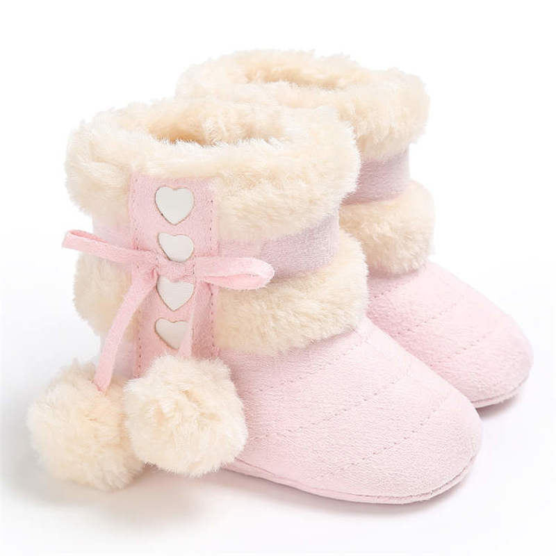 2021 Winter Snow Baby Shoes New Born Warm Fluff Balls Indoor House Cotton Sole Infant Newborn Toddler Boot New Born Baby Bootie