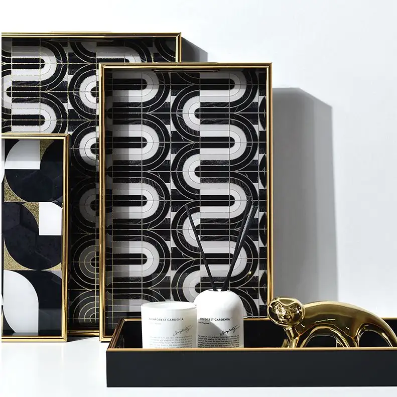 Artist Breath 3D 3 Dimensional Design Black And White Decorative Tray Can Also Be Luxury Perfume Tray