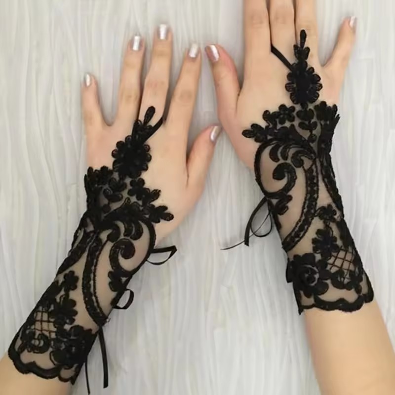 RTS Factory Women Wedding Fingerless Gloves Lace White Black High Quality Wedding Gloves Mittens Accessory Party Sexy Gloves