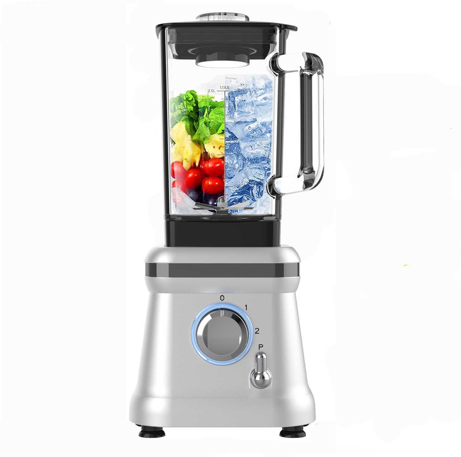 Commercial Multifunction 1000W 1600ml Square Glass Jar Hand Silver Crest Blenders