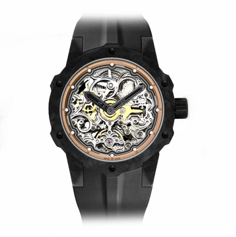 carbon fiber automatic mechanical men's skeleton watch sapphire