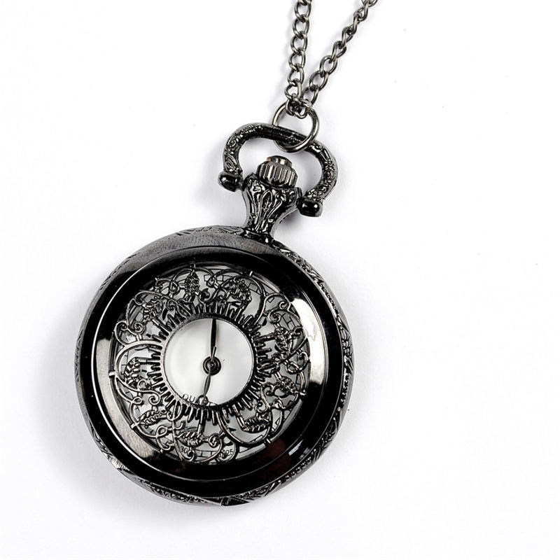 Carved hollow pocket watch Women Men Pendant Necklace Watch Bronze Antique Vintage Quartz Steampunk Pocket Watch