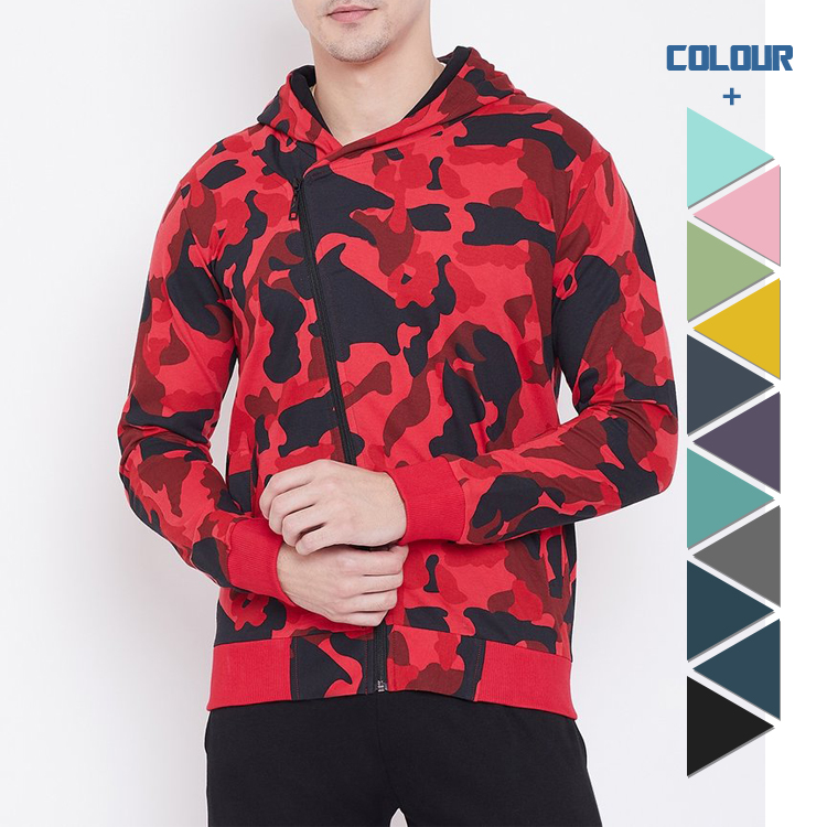 Metro New Design Men Gym Custom Design Camouflage Zip Up Fitness Hoodie Sweatshirt
