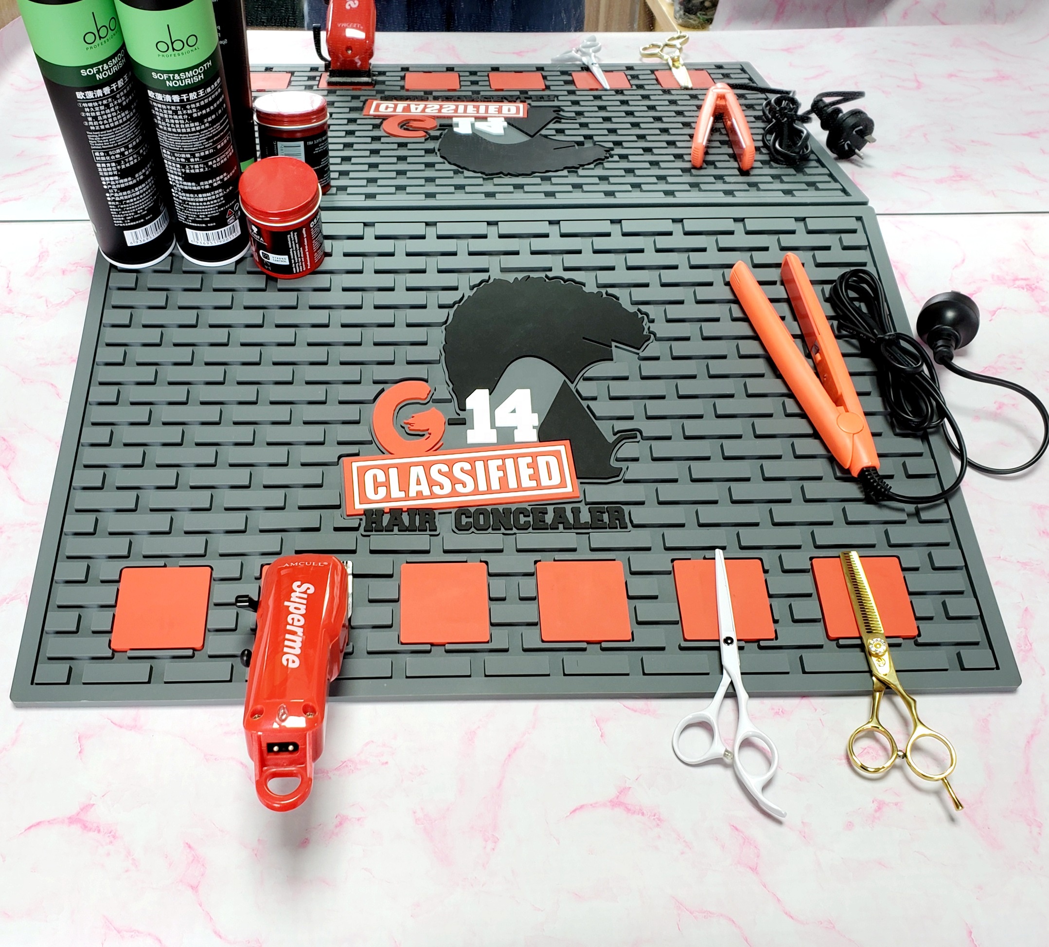 Heat Resistant Anti-slip Waterproof 3d Barber Magnetic Mat for Barber Workstations