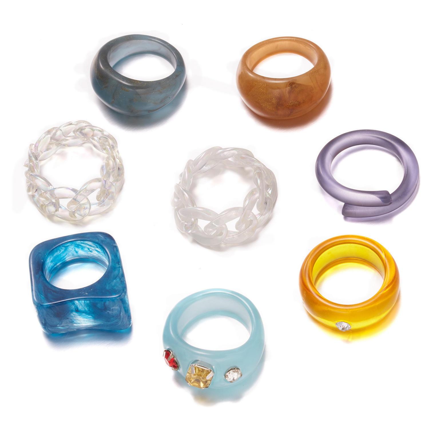 2011 new style flower cold wind free size color resin geometric ring