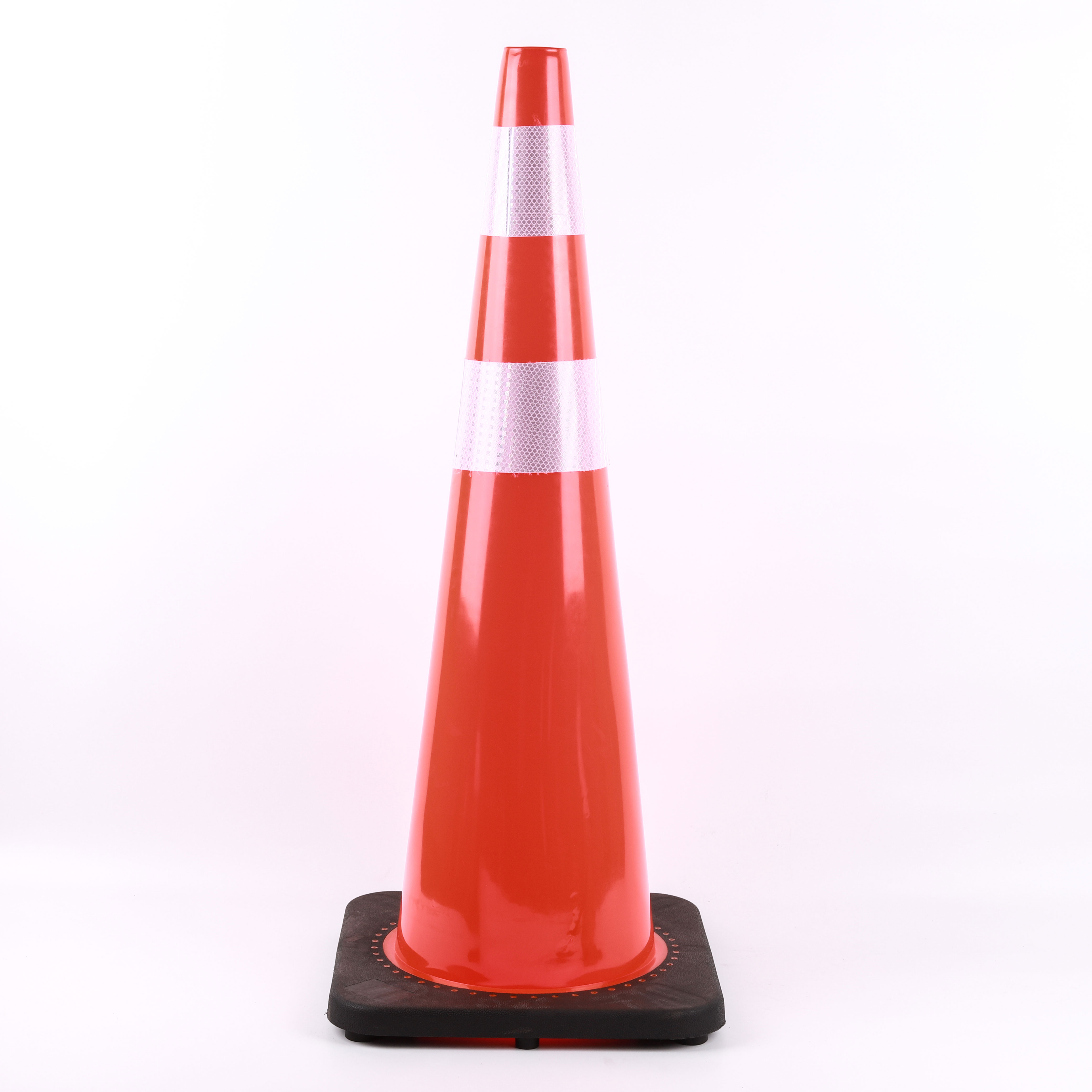 36*36*90CM Reflective Film Black Base Road PVC Traffic Cone With Reflective