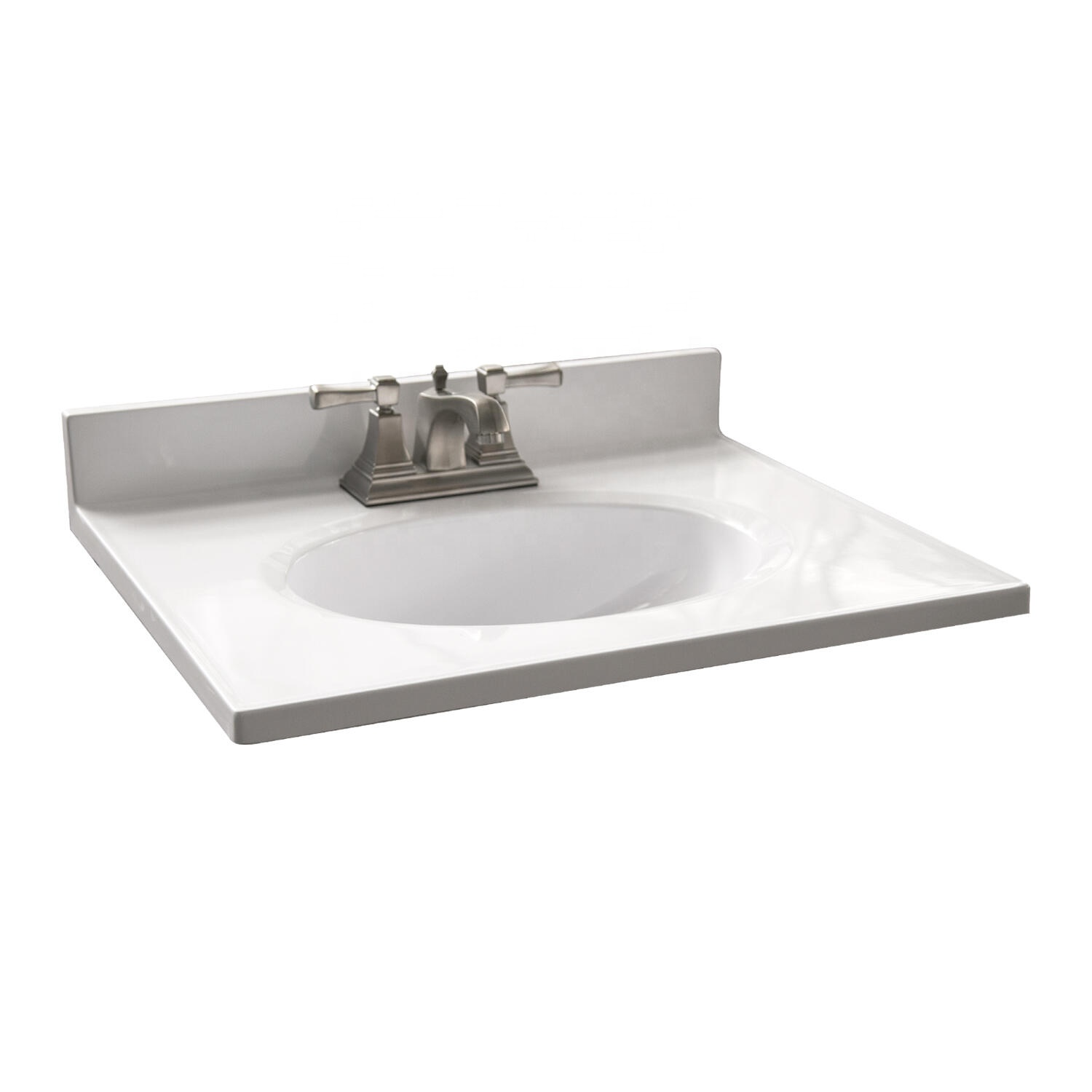 25 in. W x 19 in. D Cultured Marble Vanity Top in Solid White with Solid White Basin with 4 in. Faucet Centerset